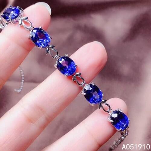 KJJEAXCMY boutique jewelry 925 sterling silver inlaid Natural sapphire fine ladies Bracelet support detection exquisite