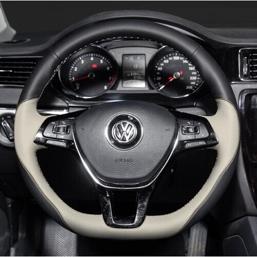 For Volkswagen Lavida plus Bora Lamando Golf Magotan Sagitar polo Tylcin hand stitched steering wheel cover leather grip cover