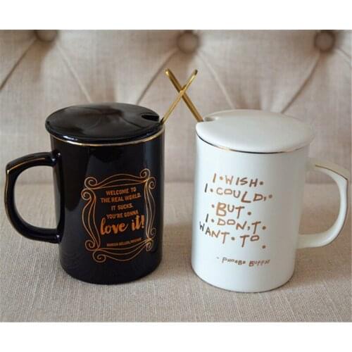 1pcs Creative TV Show Friends Coffee Mug Ceramic Mug Cup Set Cup with Cover and Spoon Girls Boys Birthday Christmas Gift Hot