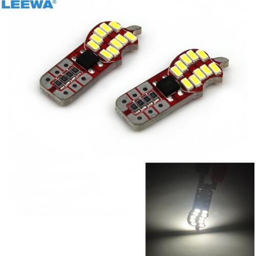 LEEWA 50pcs wholesale White T10 W5W 5W 194 3014 SMD 20 Leds Car LED Sided Lamp Motors Showing the Wide Lights #CA5316