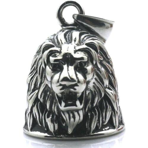 Fashion Punk Cool King Domineering Animal Lion Bell Rider Biker Sliding Pendant Necklace