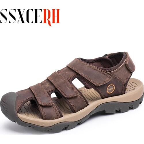 New Arrive Brand New High Quality Men Genuine Leather Sandals Breathable Comfortable Cozy Summer Shoes Fashion Flat Male Sandals
