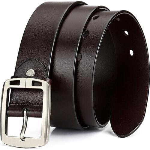Male belts Vintage style pin buckle cowskin genuine leather belts for men 125cm high quality mens belt cinturon hombre