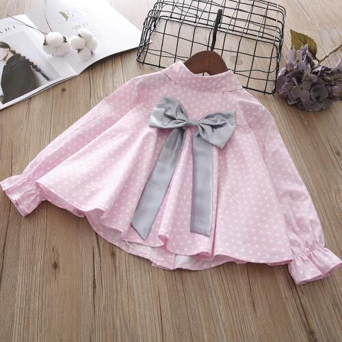Spring new girl cotton shirts blouse big bow fashion shirt tops clothes kids children wear