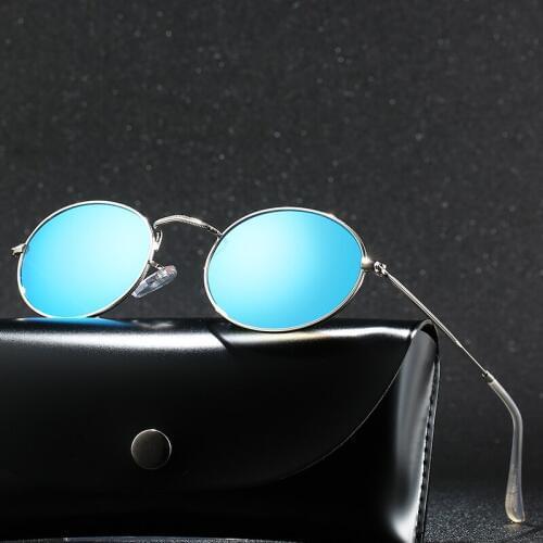 With Case Round Polarized Sunglasses Men Brand Designer Polaroid Sun Glasses Women Metal Frame Black Lens Eyewear Driving