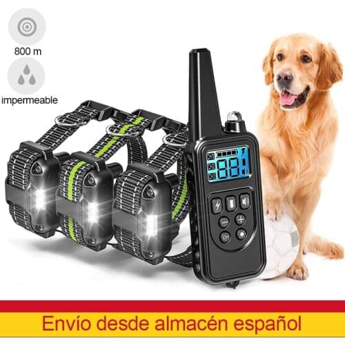 3pc 800m Electric Dog Training Collar with LCD Display Pet Remote Control Waterproof Rechargeable Collars for Shock Vibration