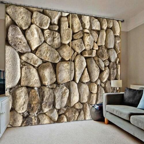 Custom brown 3d curtains Window Curtain Dinosaur print Luxury Blackout For Living Room brick wall curtains