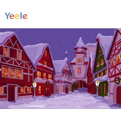 Christmas Cartoons Castle City Snowflake Night Photocall Backdrop Photography Custom Photographic Background For Photo Studio