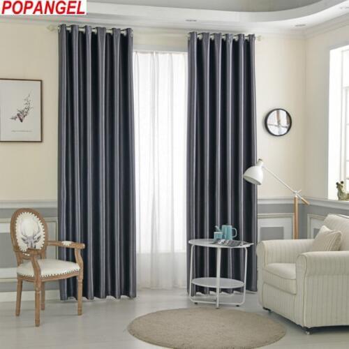 Popangel new 100% polyester 4 colors available high quality blackout living room window curtains