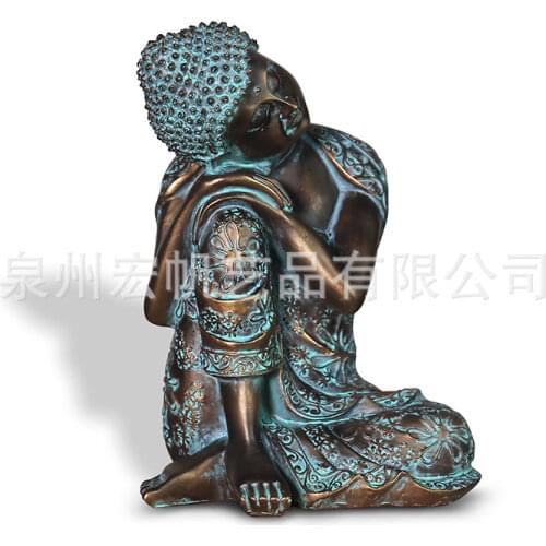 Resin Zen White Sleeping Buddha Statue Crafts Chinese Style Old Living Room Decor Creative Character Decoration Gift