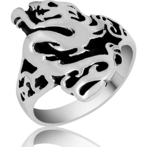 Tevuli 925 Sterling Silver Flaming Dragon Men Ring