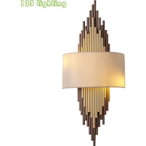 Fabric Lampshade Parlor LED Wall lamp Gold Coffee Metal Bedroom Wall Sconce G9 90-260V Corridor Luminaire Surface Mount Lighting