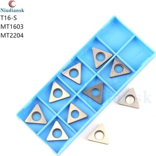 10 pcs T16-S MT1603 MT2204 Carbide Insert Knife Pads CNC Lathe Tool Holder Accessories T-Type Triangle Shim For CNC Turning Tool