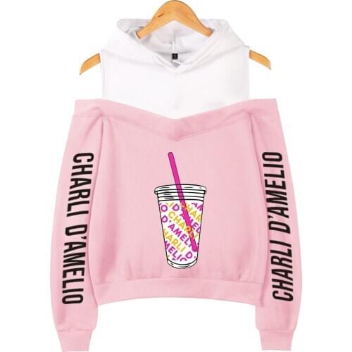 Charli DAmelio hoodies Fashion Lady Suspender Sweatshirt Girl Casual Off-Shoulder Hoodie Charli DAmelio Merch Hoody Clothes