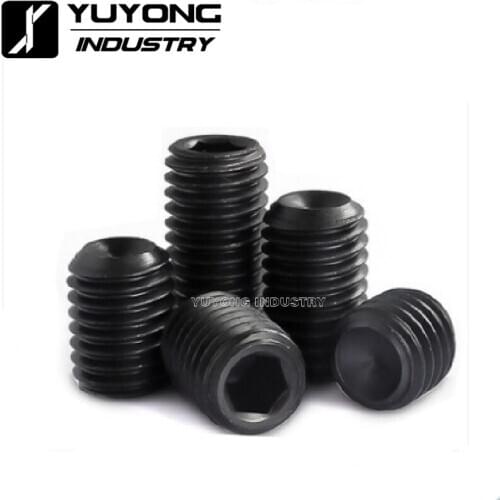 100pcs/lot Alloy Steel Black Hex Socket Head Set Screw Metric Thread Cup Point Grub Screws Machine headless screw set