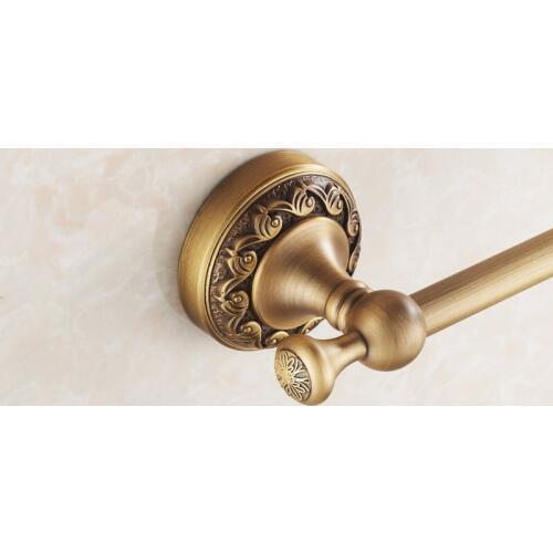 Vidric Towel Bars 60cm Single Rail Brass Antique Towel Holder Bath Shelf Towel Hanger Wall Mounted Bathroom Accessories