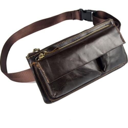 Men Oil Wax Leather Cowhide Vintage Travel Riding Motorcycle Hip Bum Belt Pouch Fanny Pack Waist Purse Clutch Bag