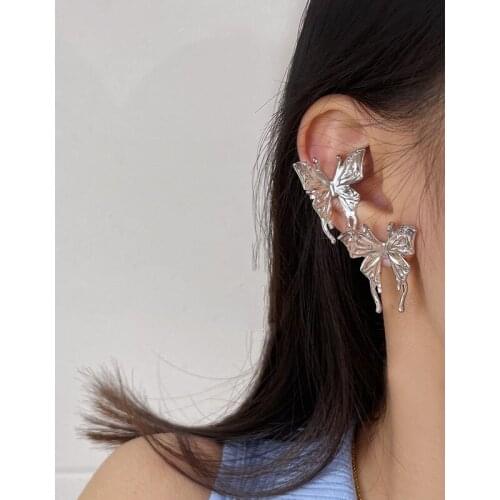 Vintage Silver Color Butterfly Wings Earrings for Women Sweet Fresh Animal Ear Accessories Girls Jewelry Couple Gifts Oorbellen