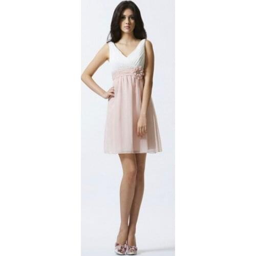 Free shipping new fashion 2020 formal gown formal dinner dress pink vestidos dress short chiffon knee length Bridesmaid Dresses