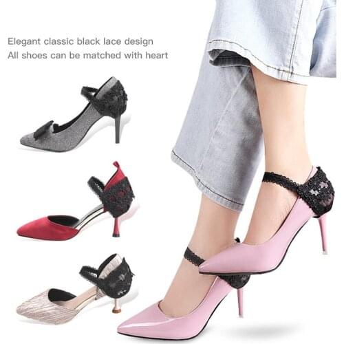 1Pair Lace Shoes Band Women High Heels Bundle No Tie Shoelaces Lady Lace Lock Straps Decoration String Anti-Slip Shoe Accessorie