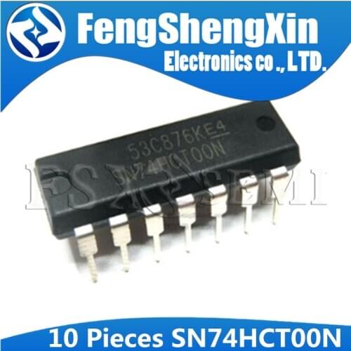 10pcs 74HCT00N DIP-14 SN74HCT00N DIP14 74HCT00 DIP QUADRUPLE 2-INPUT POSITIVE-NAND GATES IC