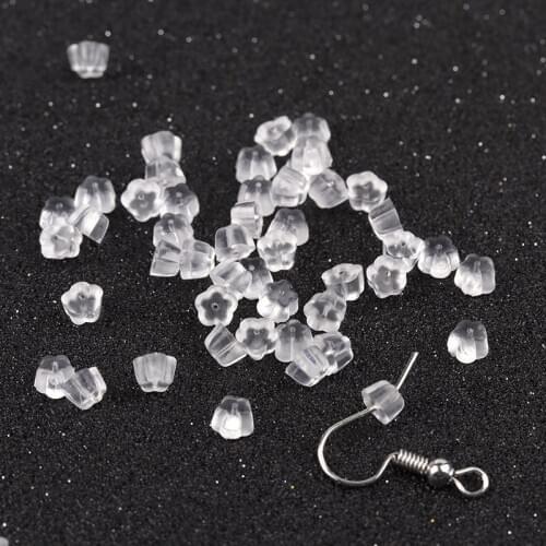 100pcs Flower Rubber Earring Back Silicone Ear Plug Blocked Caps Earrings Back Stoppers DIY Jewelry Findings Making Wholesale