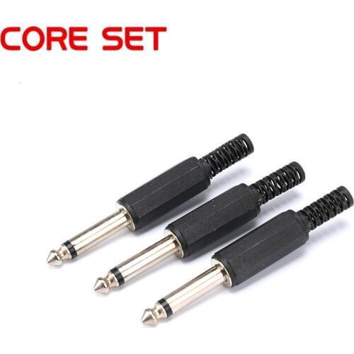 100pcs/lot 6.35mm Microphone Console Audio Plug Male Trs 1/4 Inches Mono Jack Audio Plug Connector Jack Adapter