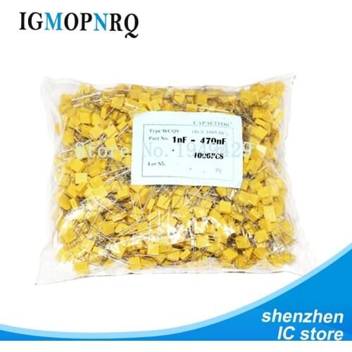 1000pcs Correction capacitor 100V 1nF ~ 470nF 220nf 10nf 47nf 22nf 1nf 0.47uf 0.1uf Polypropylene Safety Plastic Film