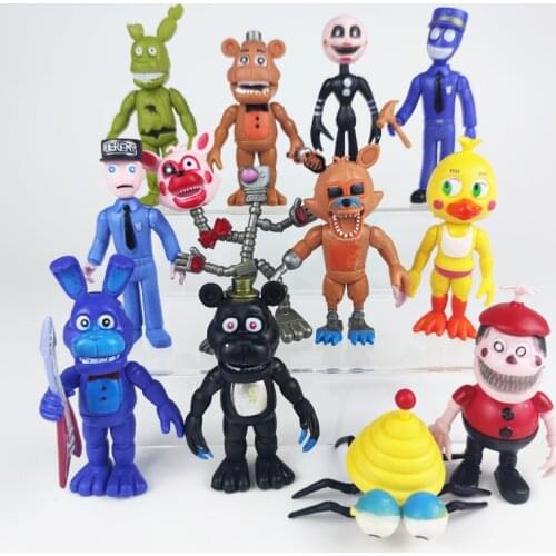 12 Pcs/set Game FNAF Five Nights Midnight Toy Bear Toy Funtime Foxy Sister Location Horror Gam Kids Model Light Movable Toys