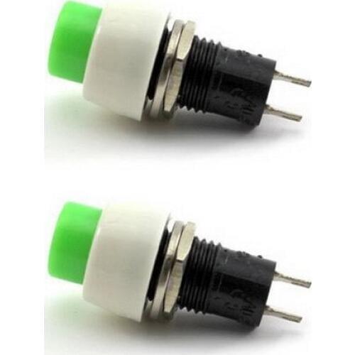 2 Pieces/Lot New Green Mini 2 pin Round Toggle Selflocking Power ON/OFF Push Button Switch VE139 P0.4