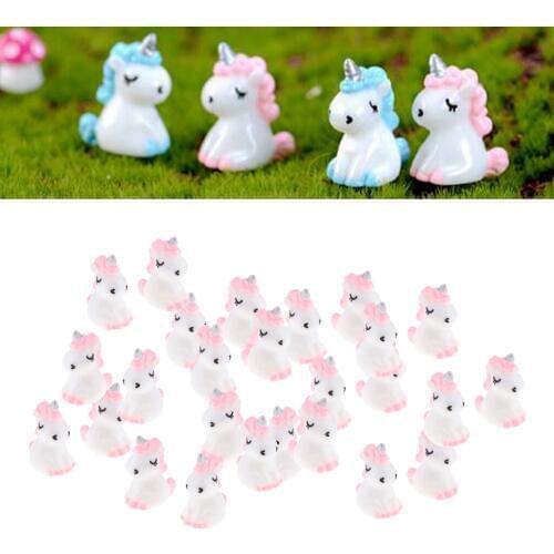 30Pc Lovely Miniature Unicorn Statues Fairy Garden Dollhouse Bonsai Ornament