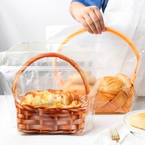 5PCS Creative Transparent Portable Basket Toast Bread Ziplock Bag Cake Cookie Candy Pastry Gift Bags Baked Food Packaging Bag