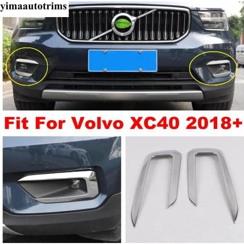 ABS Chrome Front Bumper Fog Lights Foglight Lamps Eyelid Eyebrow Cover Trim Fit For VOLVO XC40 2018 2019 2020 2021