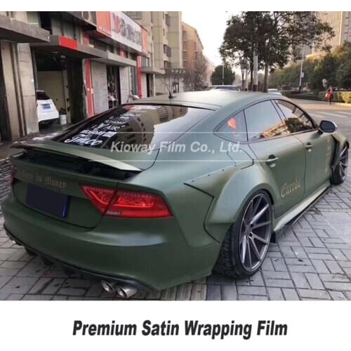 Highest quality satin vinyl wrapping Military green vinyl wrap Vinyl Wrapping film low initial tack adhesive quality Warranty