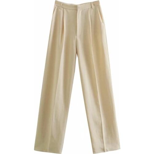 2021 spring New Office worker lady Fashion high quality Casual Solid Women loose High Waist Trousers Big Size Maxi Wide Leg Pant