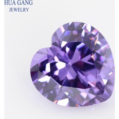 5A Purple Heart Shape Cubic Zirconia Brilliant Cut Loose CZ Stone Synthetic Gems Beads For Jewelry 2x2-16x16mm Free Shipping