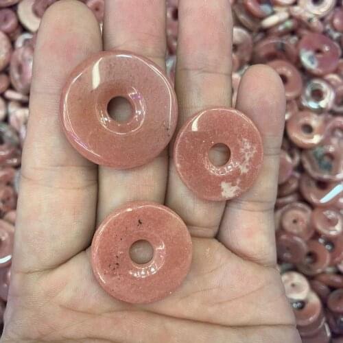 Donut shape natural Rhodochrosite stone beads natural gem stone jewelry beads for jewelry making 1 piece wholesale