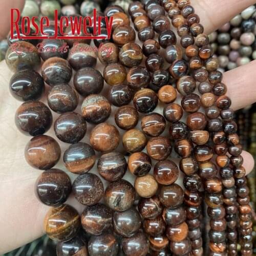 Natural Stone Beads Red Tiger Eye Round Loose Spacer Beads 4 6 8 10 12 14 MM For Jewelry Making DIY Bracelets Accessories 15"