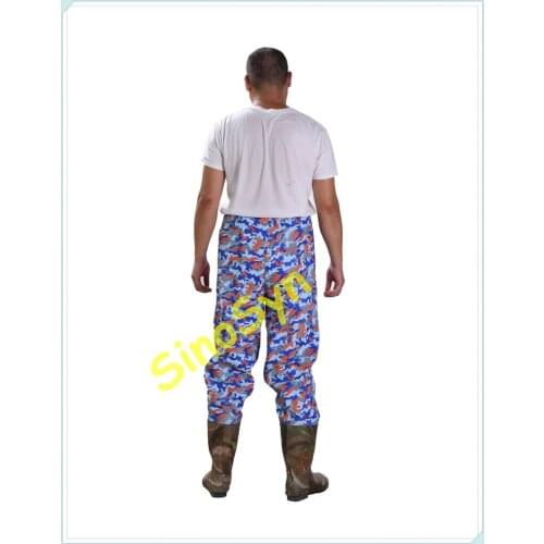 FQWY1901 Camouflage PVC Skidproof Underwater Outdoor Fishing Pants with Rain Boots