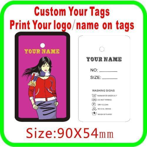 Hot sell print your logo your shop name on tags Custom girl skirt clothes tags DIY your tags