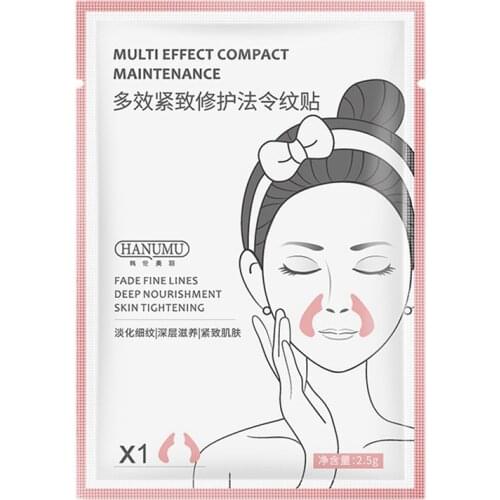 HUNMUI 5Pair Frown Lines Removal Patch Nasolabial Folds Anti-Wrinkle Mask Anti-Aging Stickers Moisturizing Firming Face