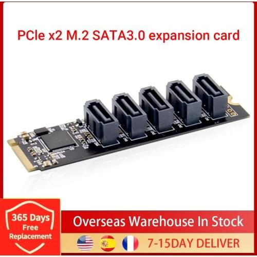 JMB585 M.2 To NGFF 5 Ports SATA3.0 Adapter Card M.2 Key M SATA3.0 Expansion Card For PC Laptop Dropshipping