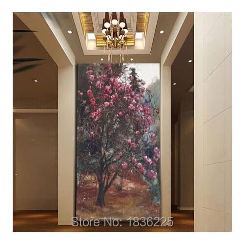 China home decor art wholesale large flower paintings for living room handmade magnolia flower oil painting for hotel home