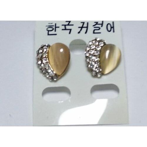 Korea Fashion Simple Peach Heart Crystal Earrings Korea Love Rhinestone Drop Earrings Womens jewelry