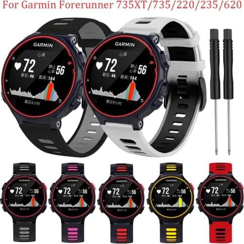 Colorful Bands For Garmin Forerunner 735XT Band Silicone Bracelet For Forerunner 220/230/620/630/735/235 Lite Replacement Strap