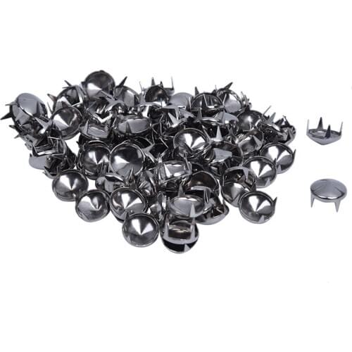 100 Silver Tone 10mm Round Conical Studs Spots Punk Rock Nailheads Spikes