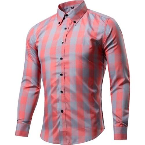 Hot selling 2020 Casual mens long sleeve plaid shirt business high quality dress shirts for spring autumn camisetas masculinas