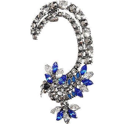 Fashion Crystal Clip Ear Cuff Stud Womens Punk Wrap Cartilage Earring Jewelry Blue