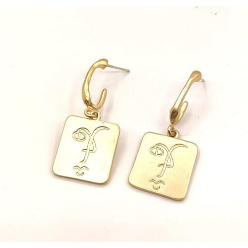 Fashion classic versatile temperament Earrings square Japan and South Korea simple metal earrings earrings female