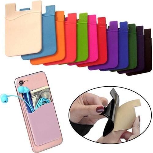 Fashion Simple Adhesive Silicone Card Pocket Money Pouch Case for Cell Phone